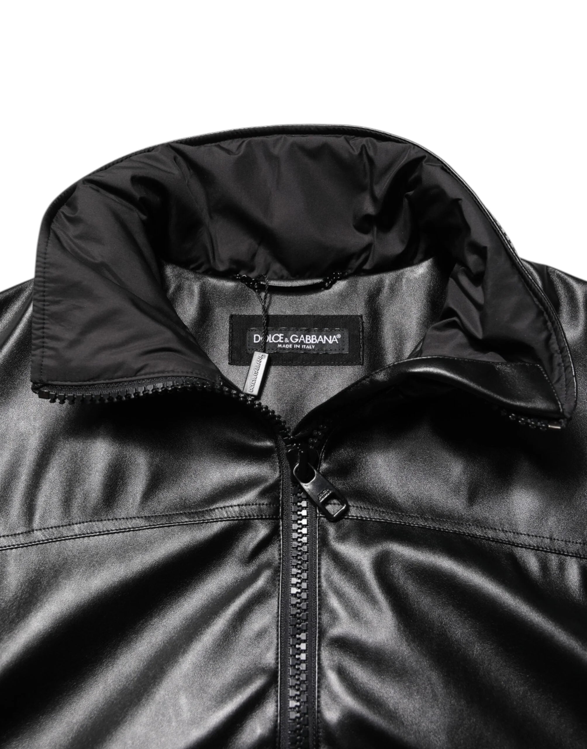 Dolce & Gabbana Black Polyester Logo Plaque Bomber Jacket - IT48 | M - Bomber Jackets
