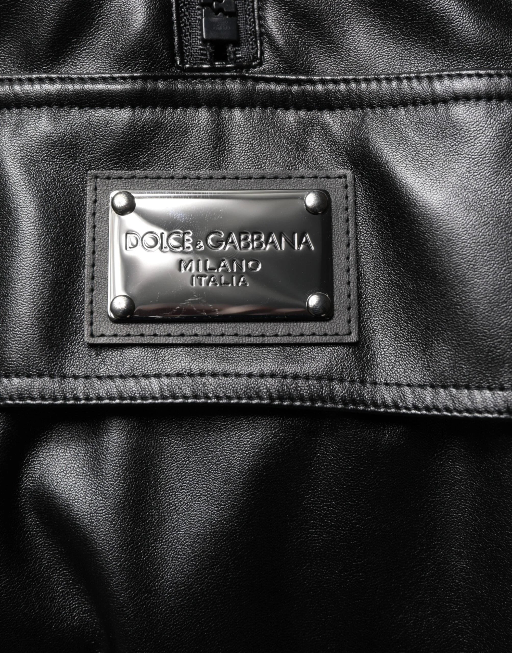 Dolce & Gabbana Black Polyester Logo Plaque Bomber Jacket - IT48 | M - Bomber Jackets