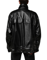 Dolce & Gabbana Black Polyester Logo Plaque Bomber Jacket - IT48 | M - Bomber Jackets