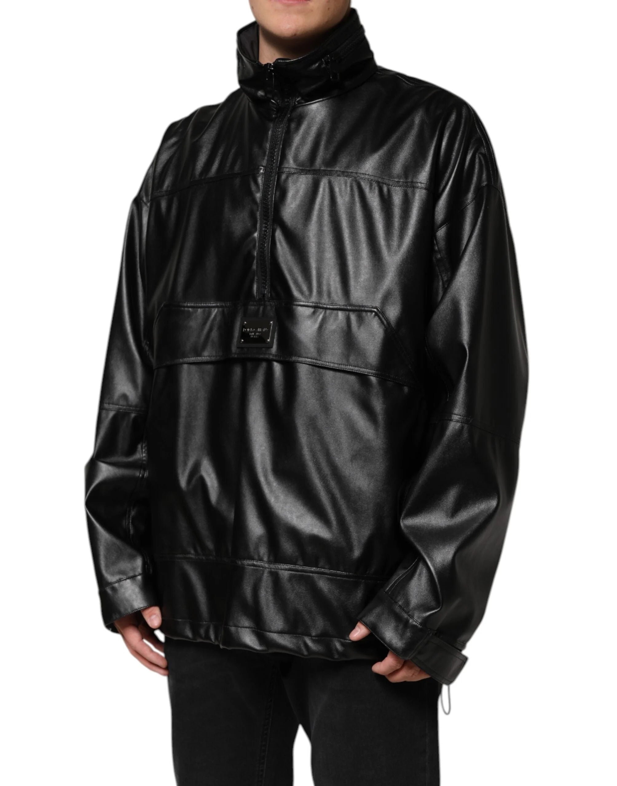 Dolce & Gabbana Black Polyester Logo Plaque Bomber Jacket - IT48 | M - Bomber Jackets