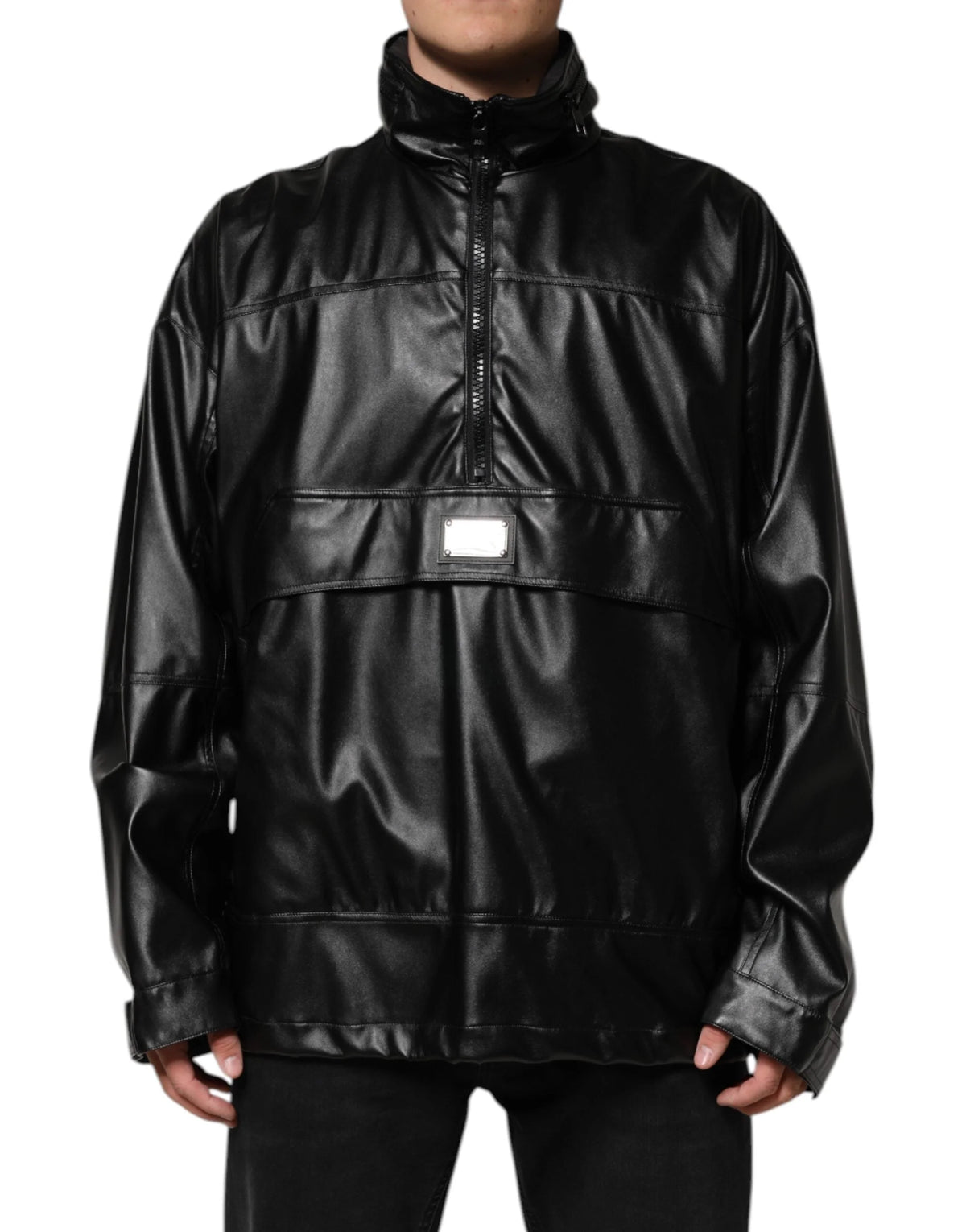 Dolce & Gabbana Black Polyester Logo Plaque Bomber Jacket - IT48 | M - Bomber Jackets
