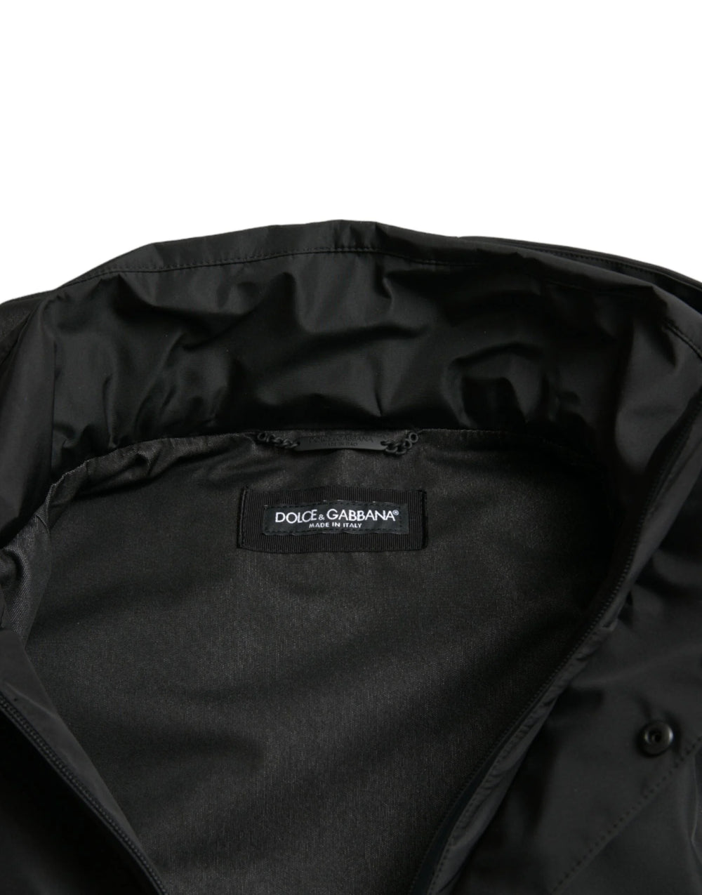 Dolce & Gabbana Black Polyester Logo Plaque Hooded Jacket - IT48 | M - Windbreakers