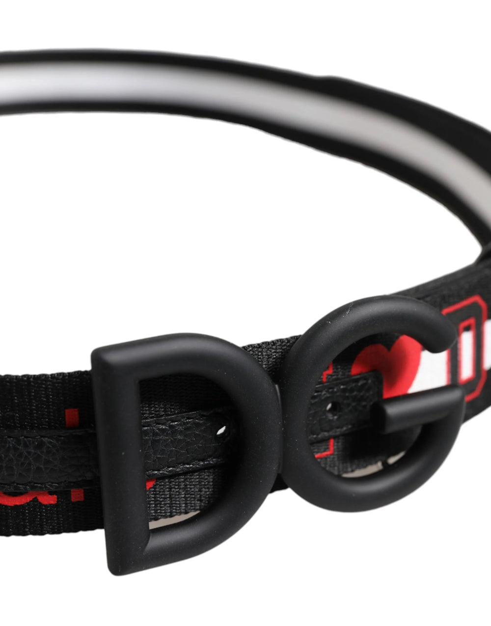 Dolce & Gabbana Black Polyester Logo Print DG Buckle Belt - Belts