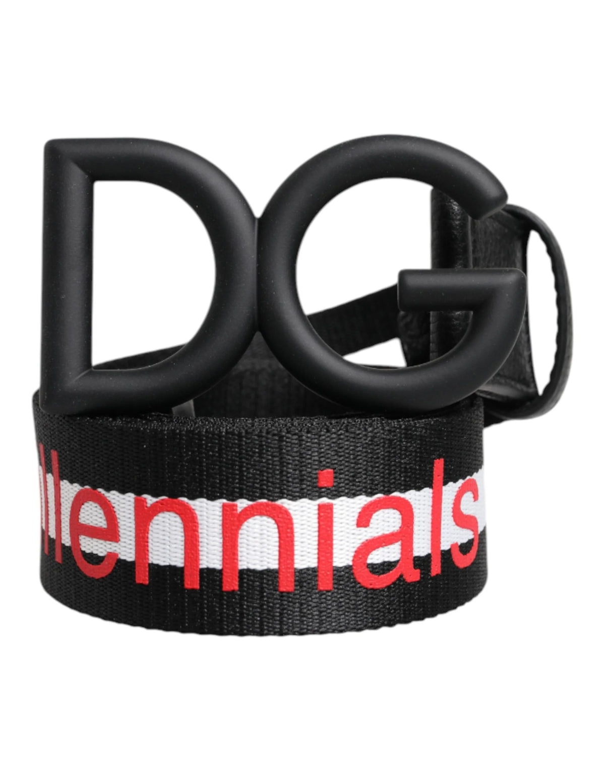 Dolce & Gabbana Black Polyester Logo Print DG Buckle Belt - Belts