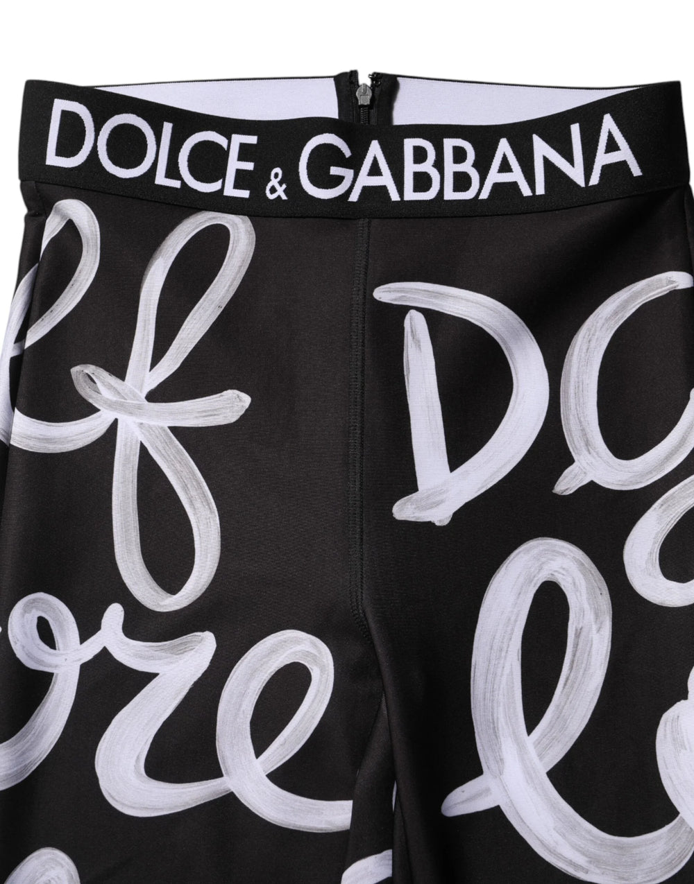 Dolce & Gabbana Black Polyester Logo Print Mid Waisted Pants - IT38 | XS - Leggings