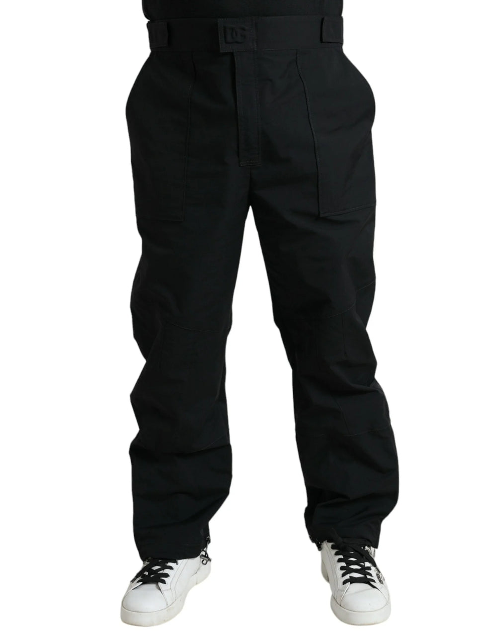 Dolce & Gabbana Black Polyester Logo Straight Pants - IT54 | XL - Trousers