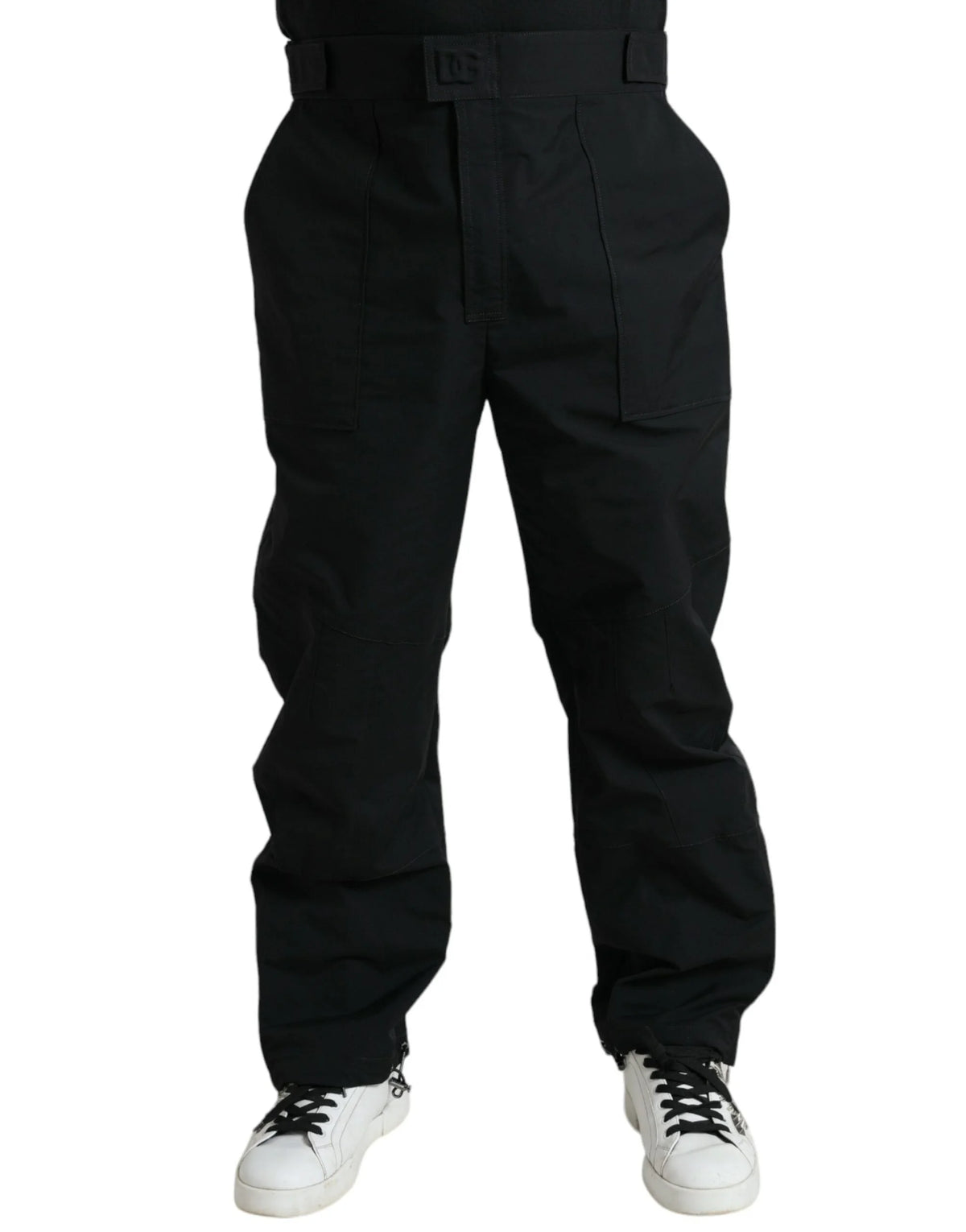 Dolce & Gabbana Black Polyester Logo Straight Pants - IT54 | XL - Trousers