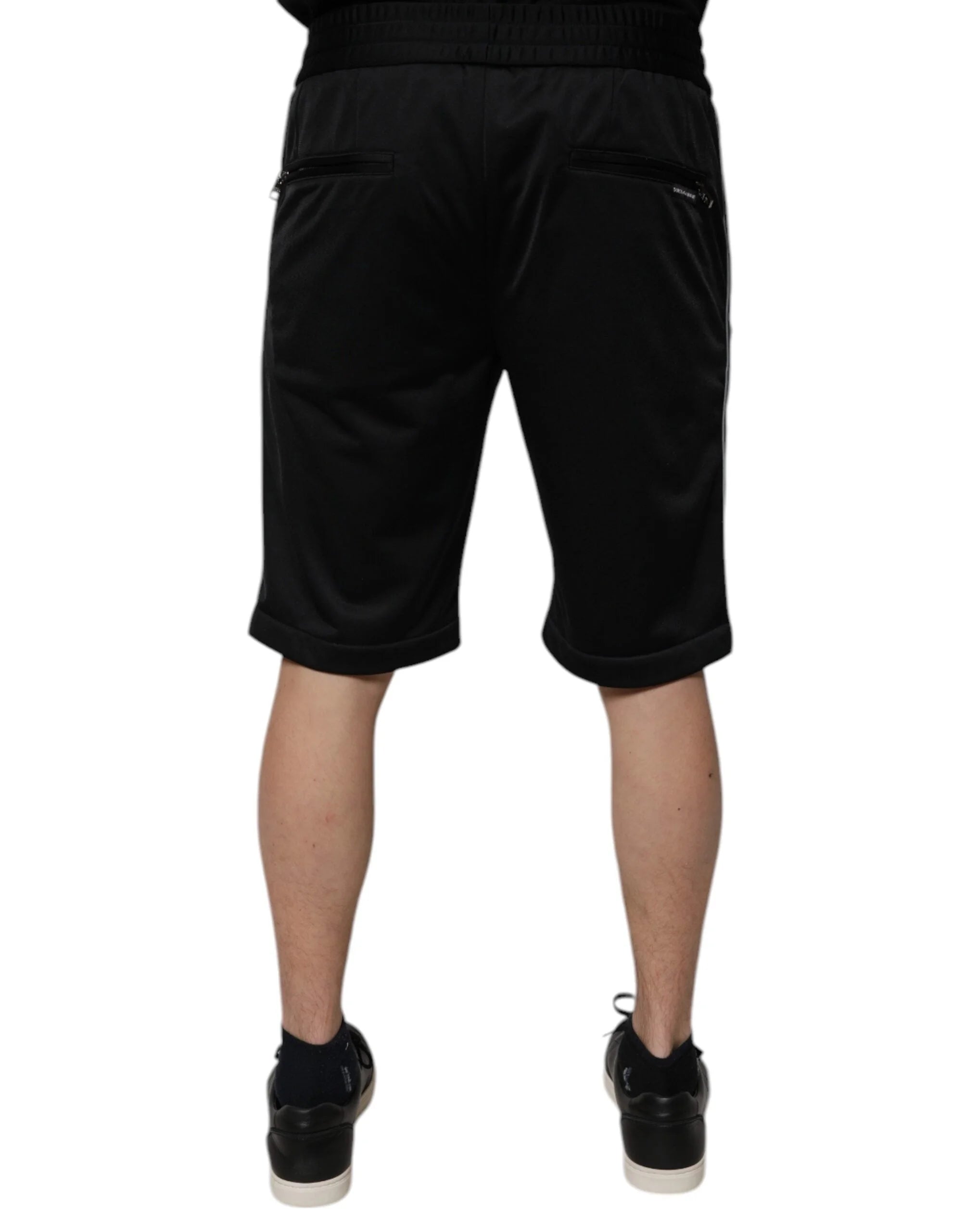 Dolce & Gabbana Black Polyester Mid Waist Men Bermuda Shorts - IT48 | M - Bermudas