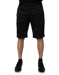 Dolce & Gabbana Black Polyester Mid Waist Men Bermuda Shorts - IT48 | M - Bermudas