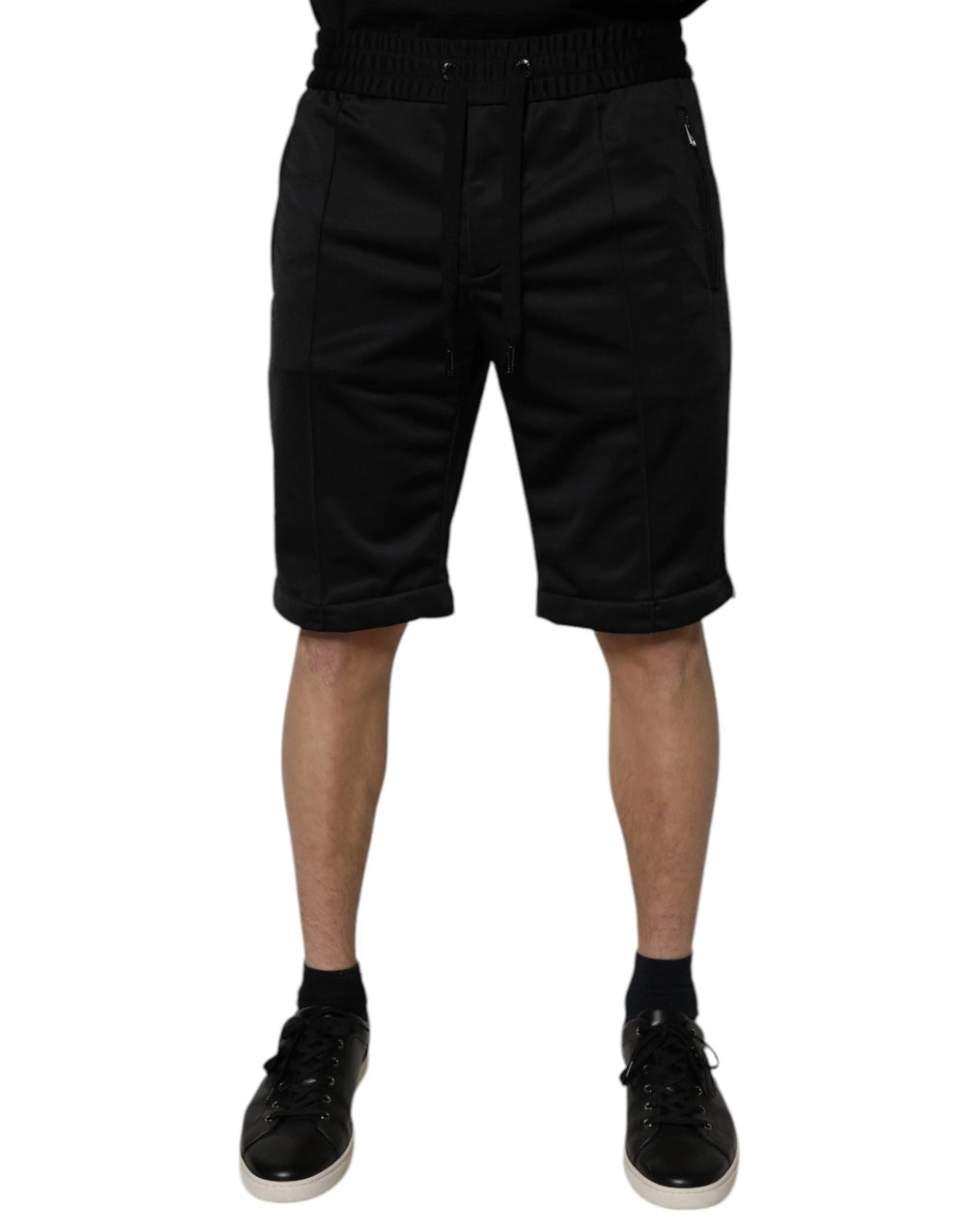 Dolce & Gabbana Black Polyester Mid Waist Men Bermuda Shorts - IT48 | M - Bermudas