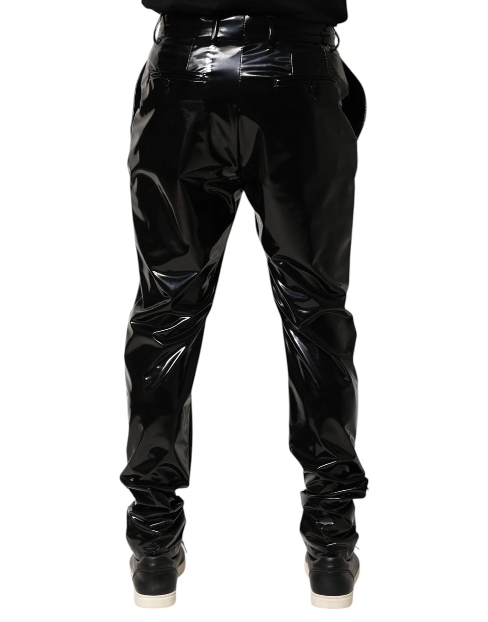 Dolce & Gabbana Black Polyester Mid Waist Men Trouser Pants - IT48 | M - Trousers