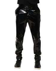 Dolce & Gabbana Black Polyester Mid Waist Men Trouser Pants - IT48 | M