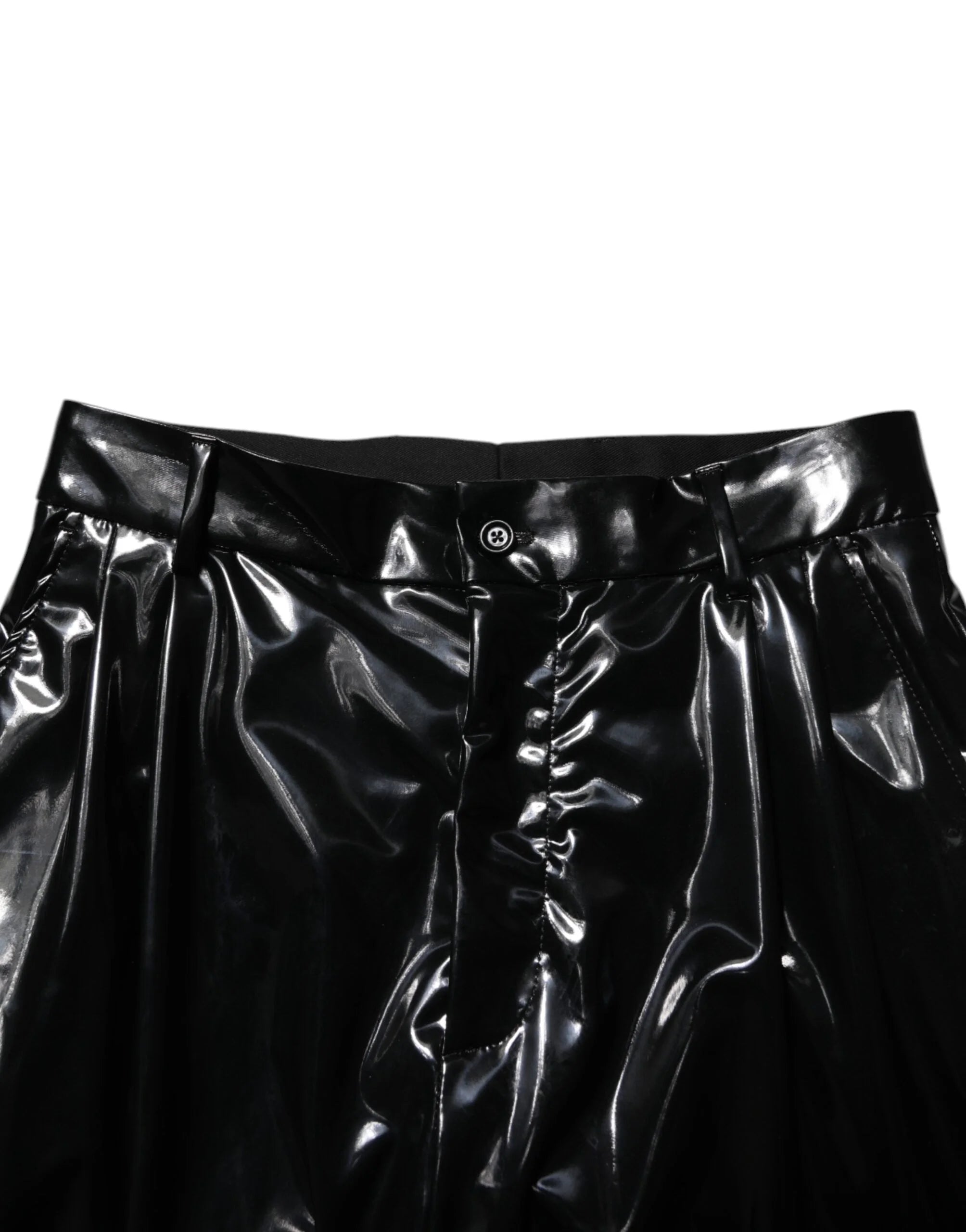Dolce & Gabbana Black Polyester Mid Waist Men Trouser Pants - IT48 | M
