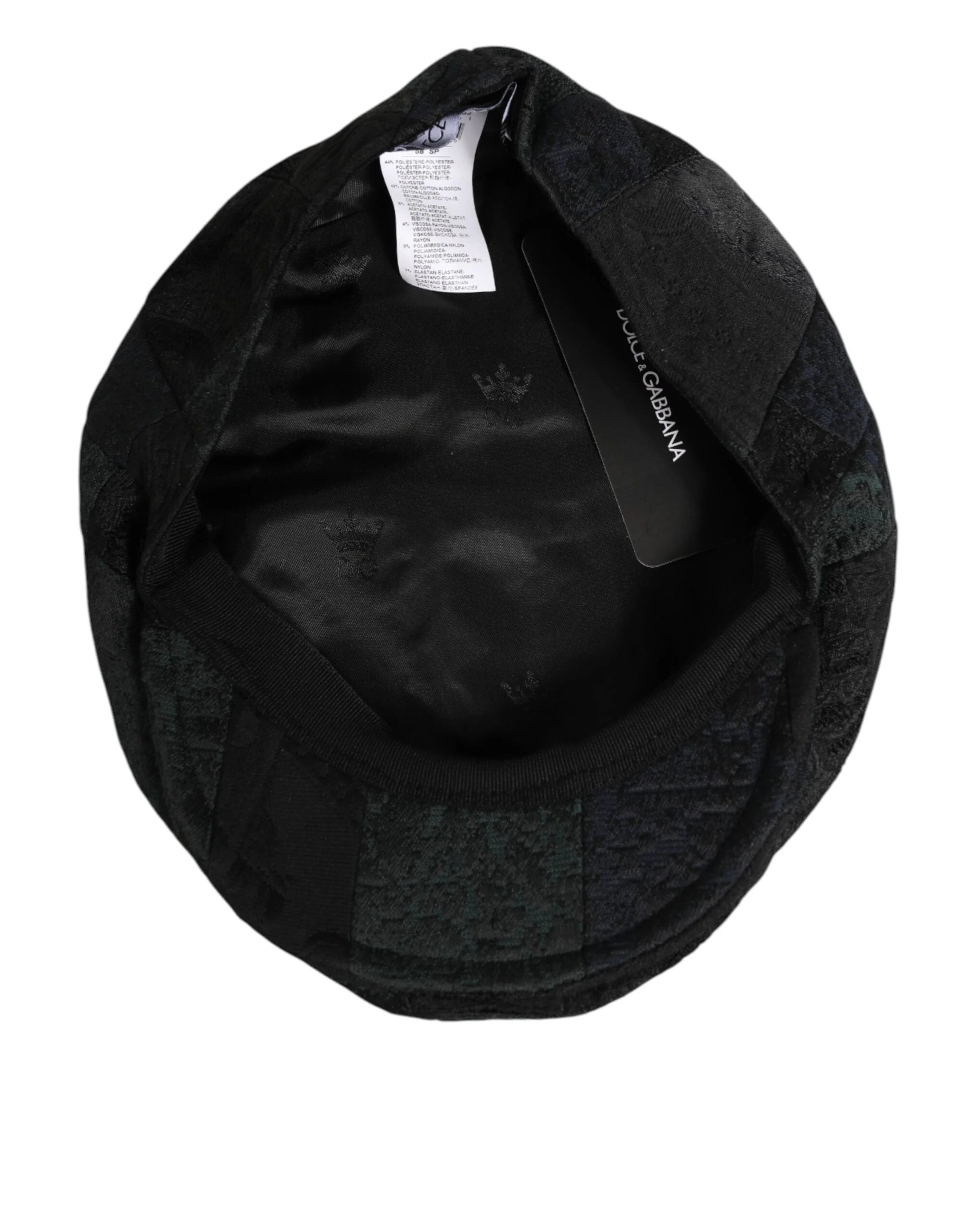 Dolce & Gabbana Black Polyester Newsboy Men Cloth Capello Hat - 58 cm|M - Flat Caps