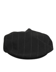 Dolce & Gabbana Black Polyester Newsboy Men Cloth Capello Hat - 59 cm|L - Flat Caps