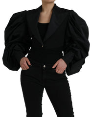 Dolce & Gabbana Black Polyester Puffed Sleeves Cropped Jacket - IT40|S - Bolero Jackets