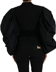 Dolce & Gabbana Black Polyester Puffed Sleeves Cropped Jacket - IT40|S - Bolero Jackets