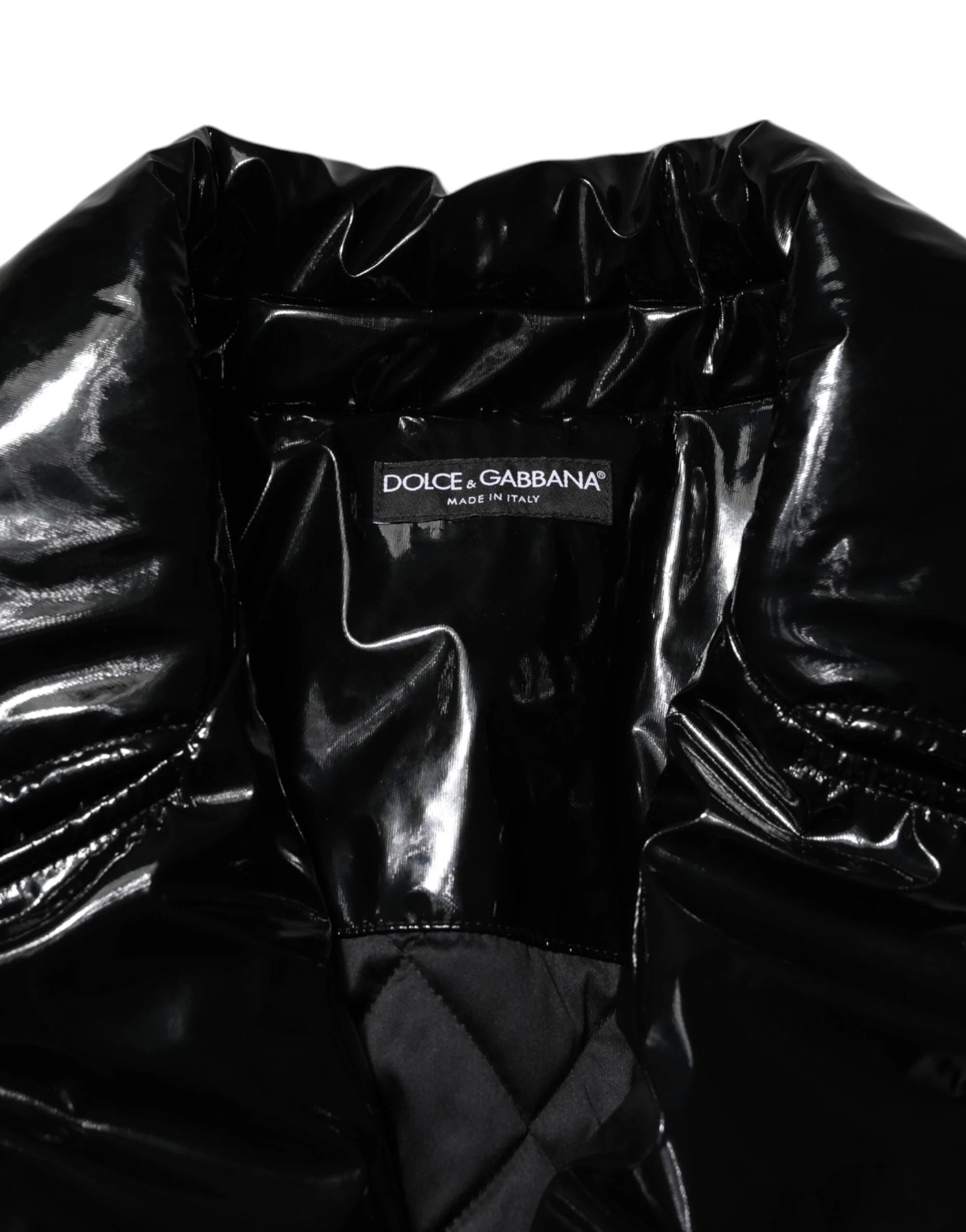 Dolce & Gabbana Black Polyester Quilted Puffer Coat Jacket - IT40|S - Puffer Jackets