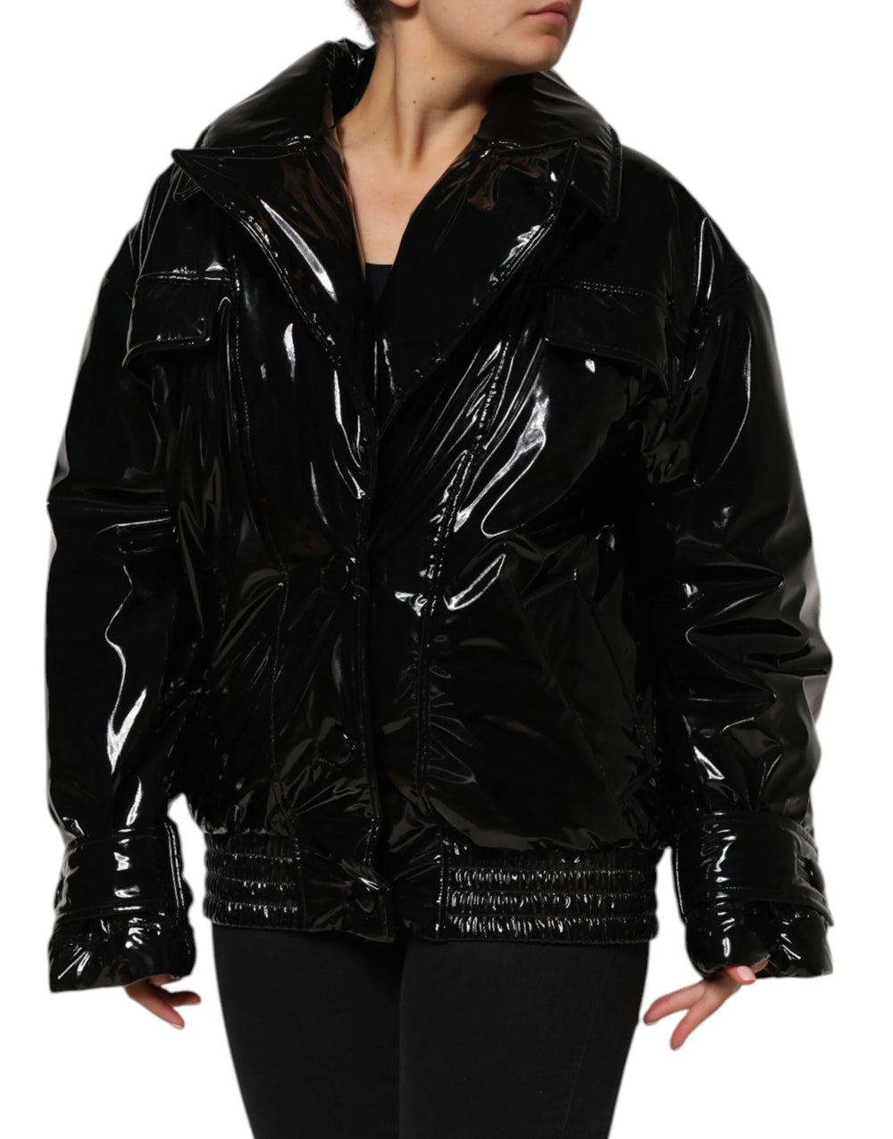 Dolce & Gabbana Black Polyester Quilted Puffer Coat Jacket - IT40|S - Puffer Jackets