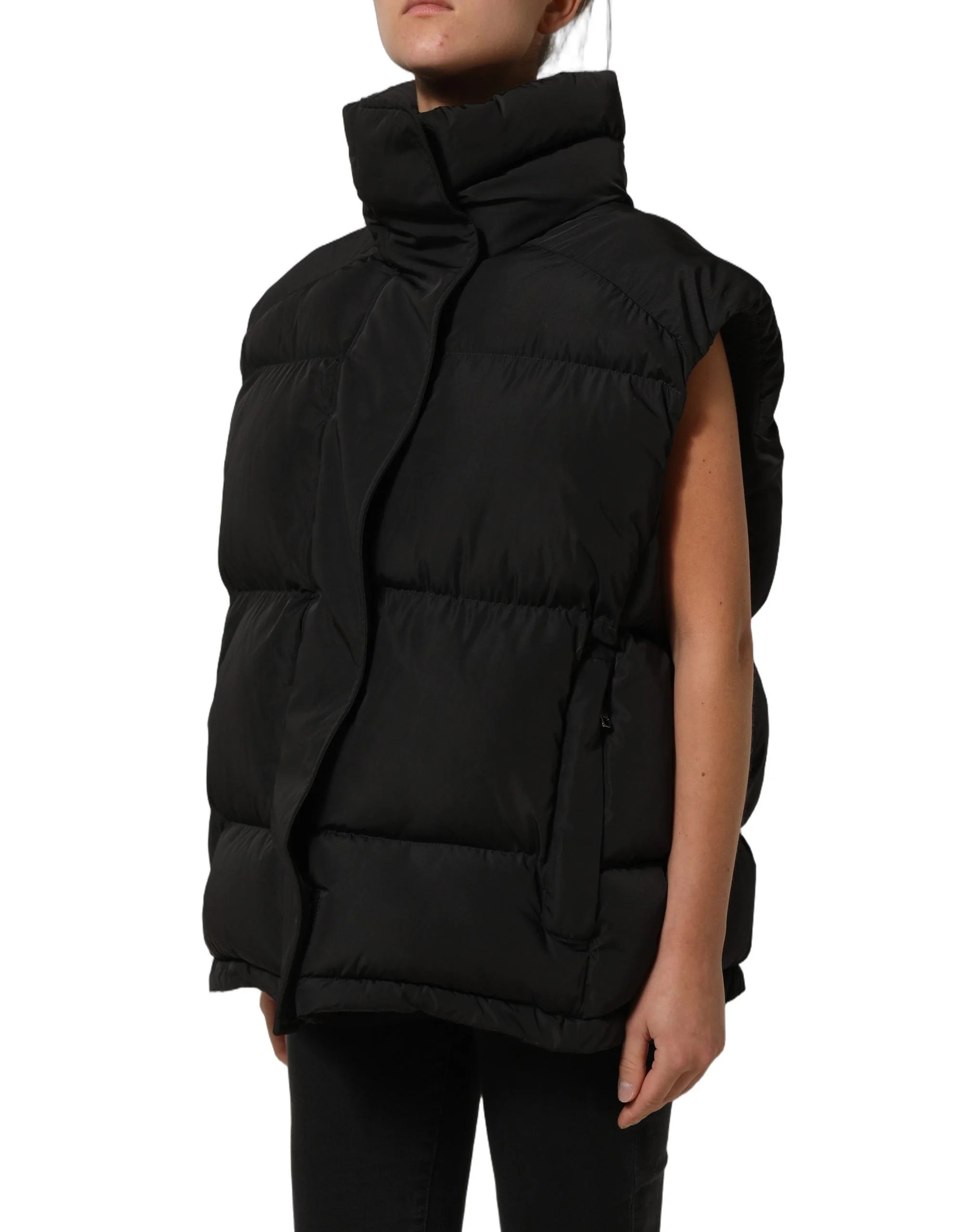 Dolce & Gabbana Black Polyester Sleeveless Padded Men Puffer Jacket - IT40|S