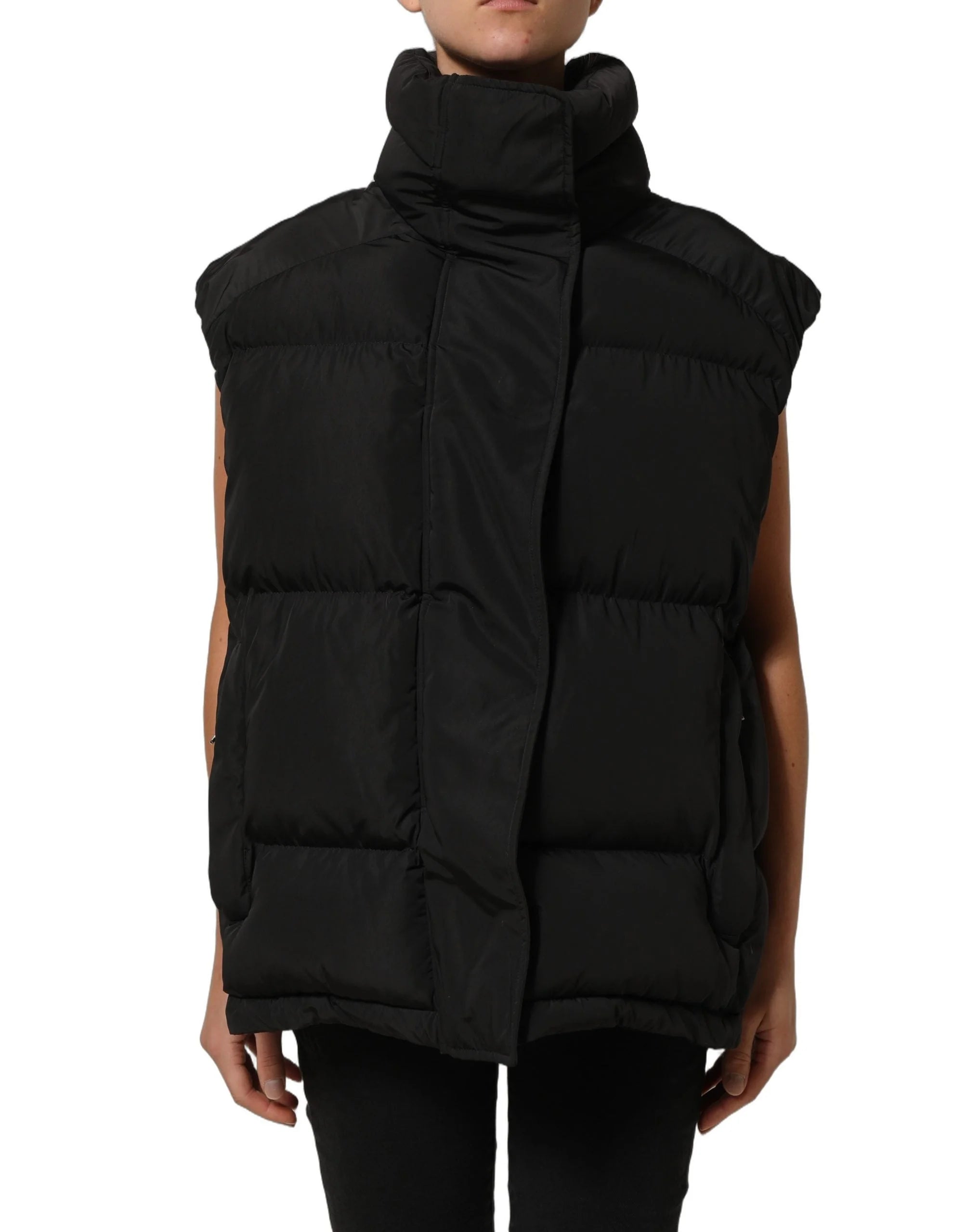 Dolce & Gabbana Black Polyester Sleeveless Padded Men Puffer Jacket - IT40|S