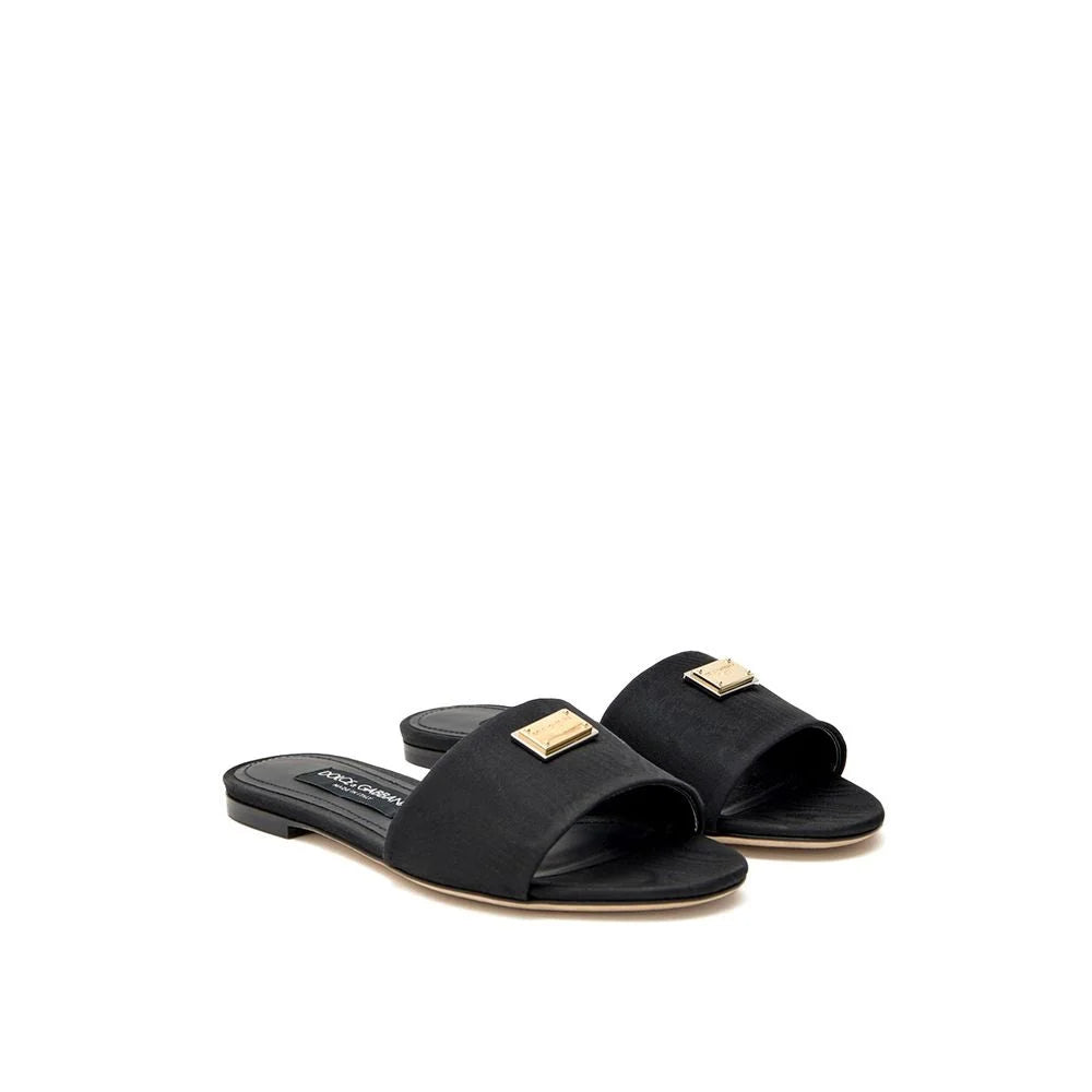 Dolce & Gabbana Black Polyester Slippers - EU37.5/US7.5