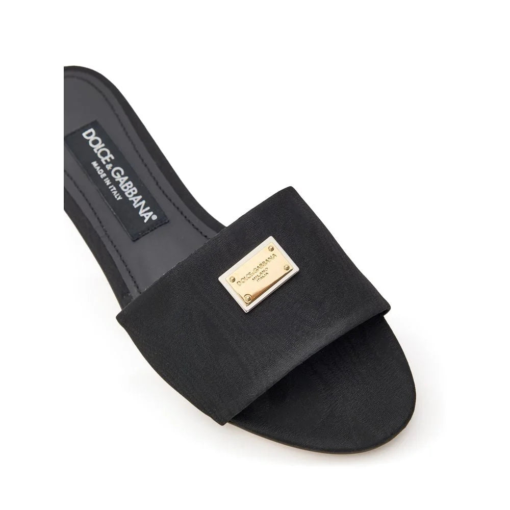 Dolce & Gabbana Black Polyester Slippers - EU37.5/US7.5