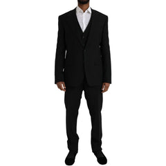 Dolce & Gabbana Black Polyester STAFF Formal 3 Piece Suit - IT54 | XL - Pant Suits