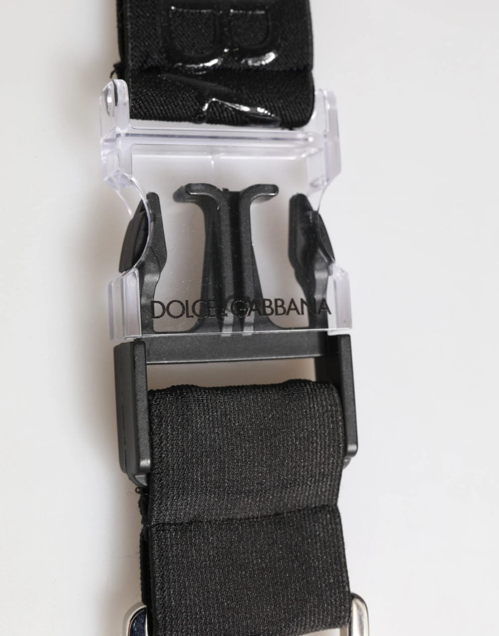 Dolce & Gabbana Black Polyester Stretch Rubberised DG Logo Men Keychain - Keychains