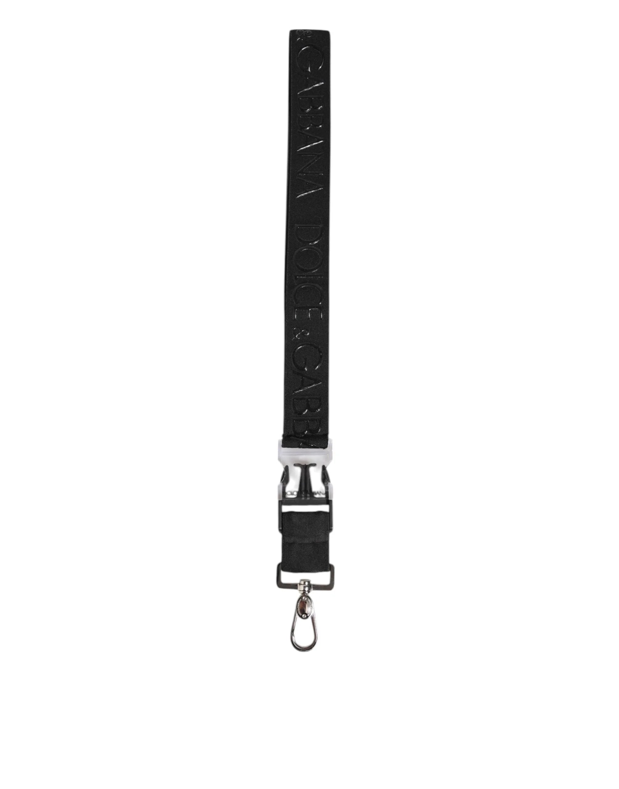 Dolce & Gabbana Black Polyester Stretch Rubberised DG Logo Men Keychain - Keychains