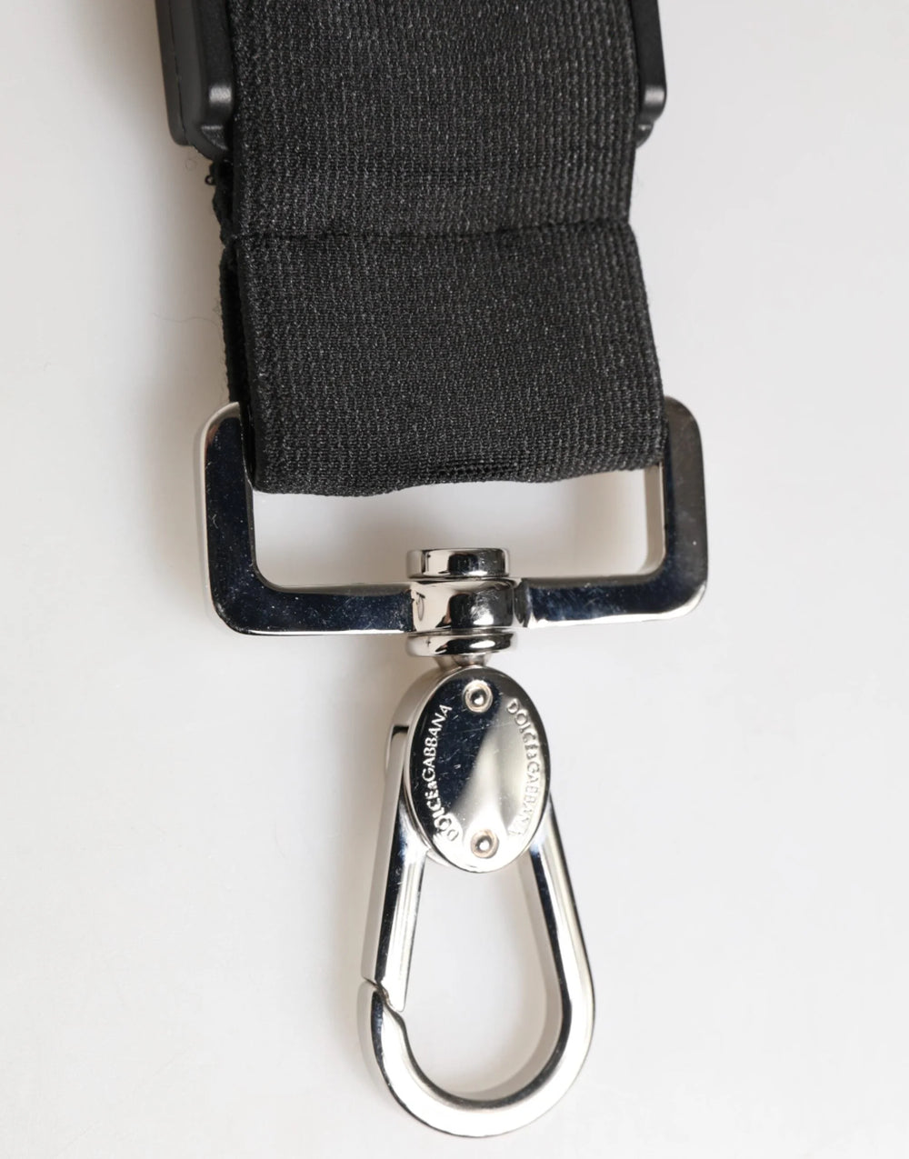 Dolce & Gabbana Black Polyester Stretch Rubberised DG Logo Men Keychain - Keychains