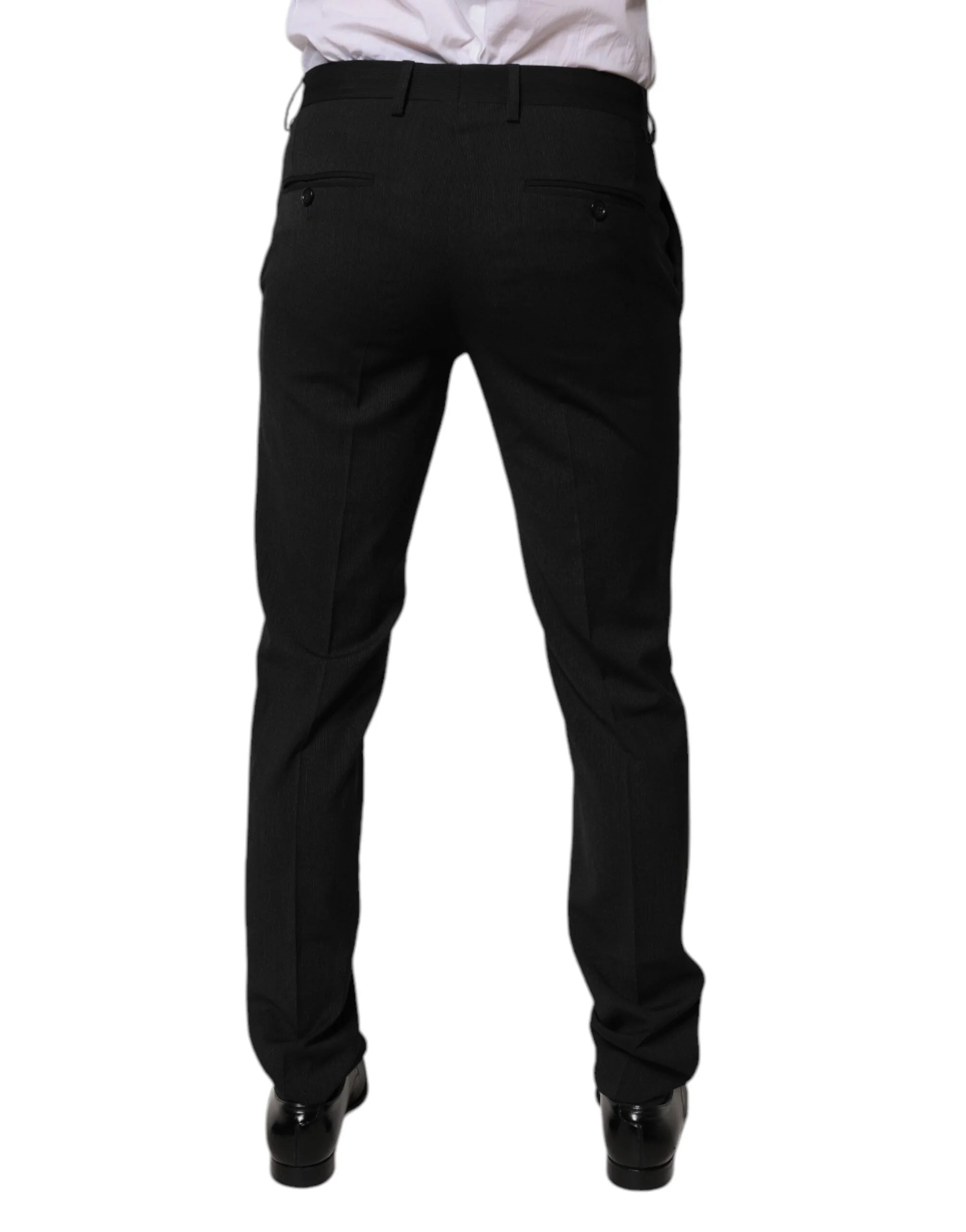 Dolce & Gabbana Black Polyester Tapered Formal Men Dress Pants - IT46 | S - Trousers
