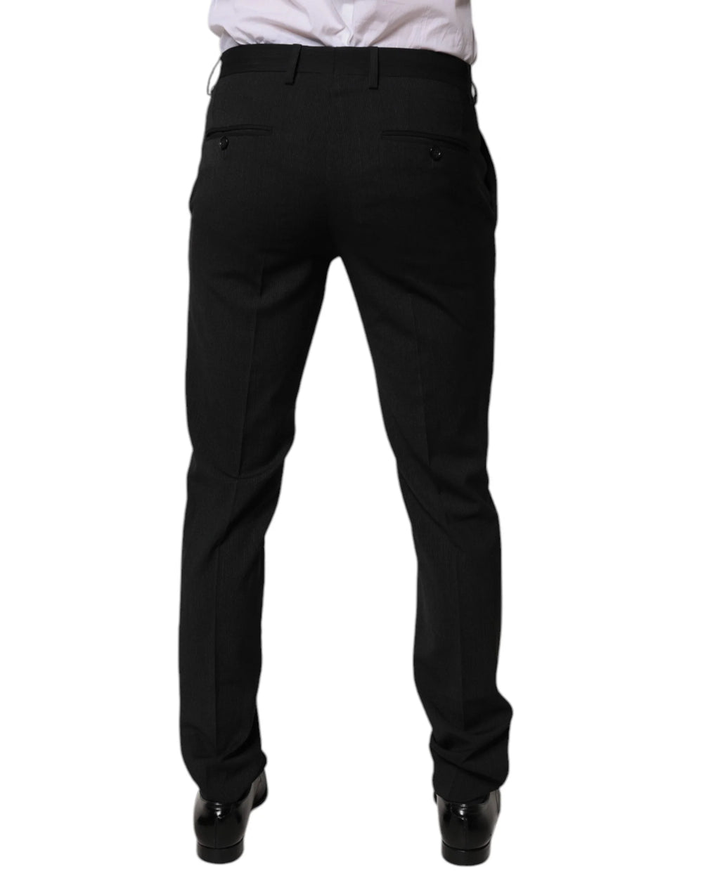 Dolce & Gabbana Black Polyester Tapered Formal Men Dress Pants - IT46 | S - Trousers