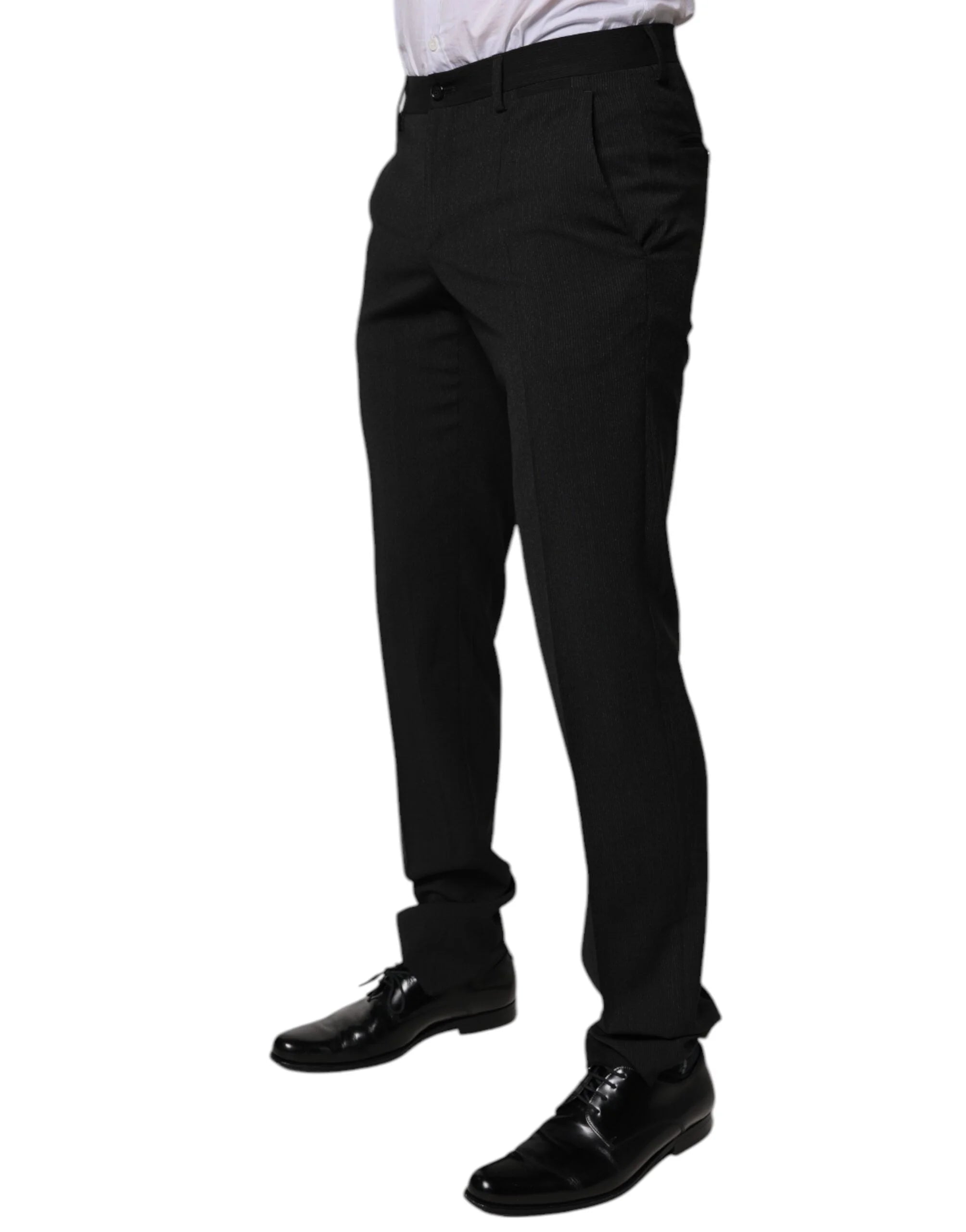 Dolce & Gabbana Black Polyester Tapered Formal Men Dress Pants - IT46 | S - Trousers