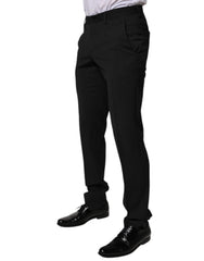Dolce & Gabbana Black Polyester Tapered Formal Men Dress Pants - IT46 | S - Trousers