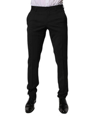 Dolce & Gabbana Black Polyester Tapered Formal Men Dress Pants - IT46 | S - Trousers