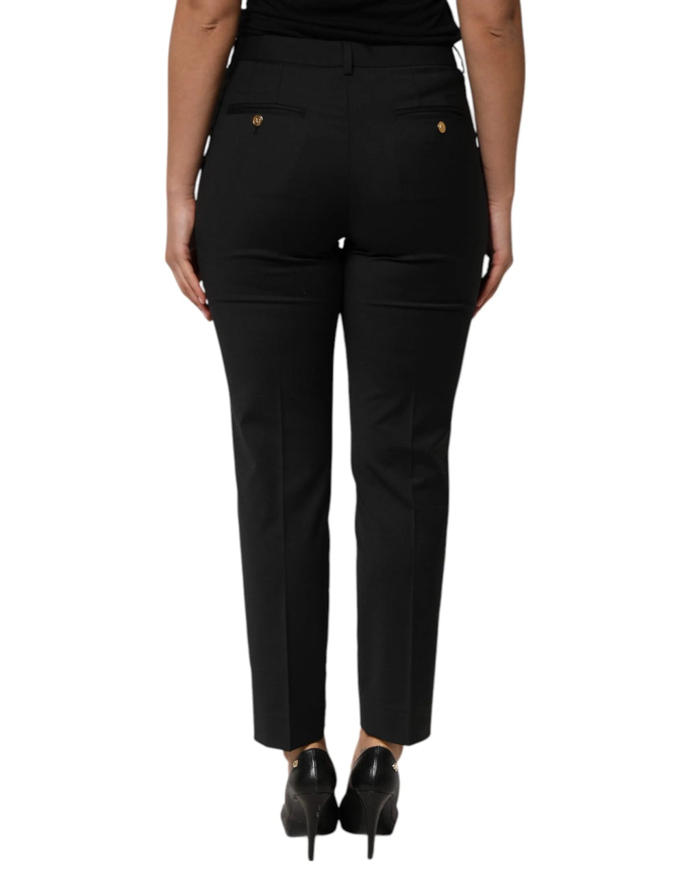 Dolce & Gabbana Black Polyester Tapered Women Trouser Pants - Trousers