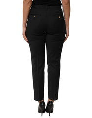 Dolce & Gabbana Black Polyester Tapered Women Trouser Pants - Trousers