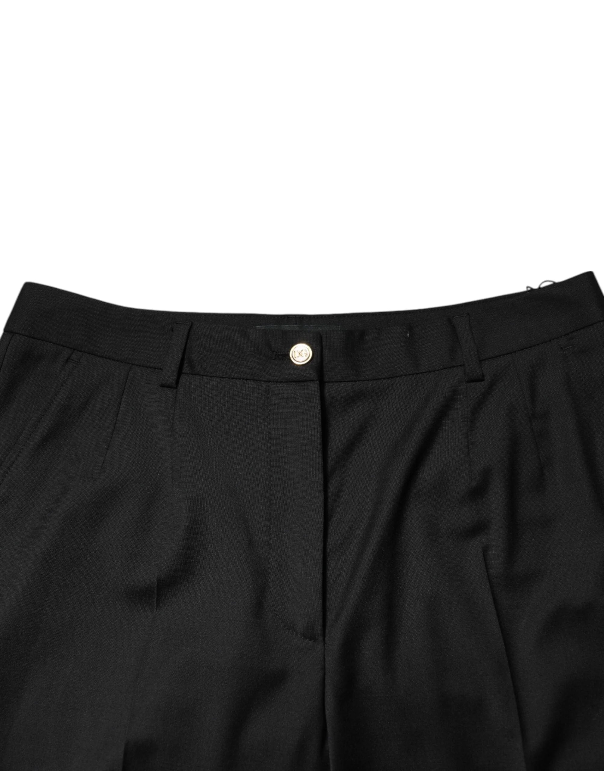 Dolce & Gabbana Black Polyester Tapered Women Trouser Pants - Trousers