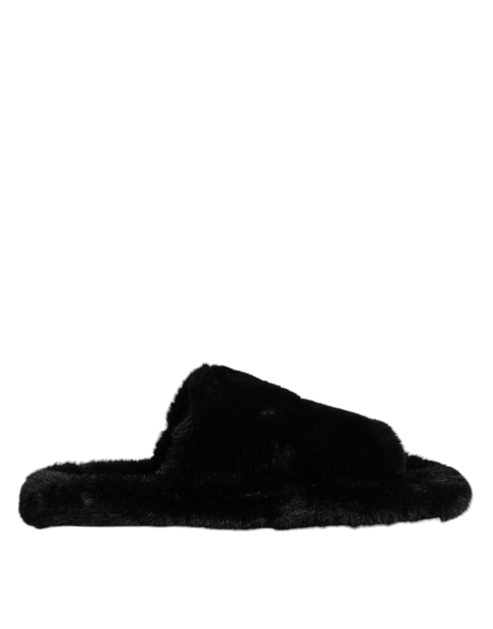Dolce & Gabbana Black Polyester Velvet Slides Slipper Shoes - EU39/US6 - Sandals