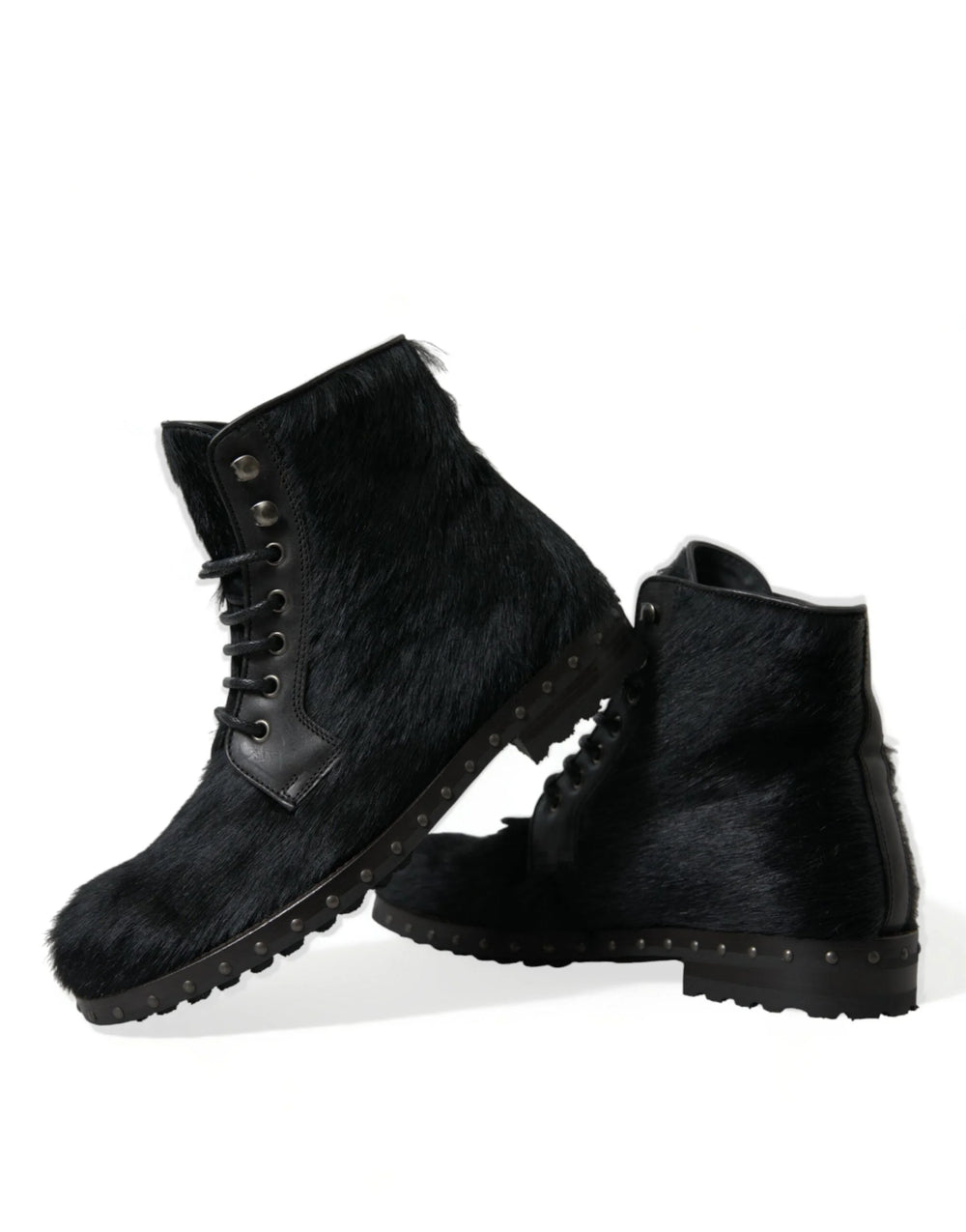 Dolce & Gabbana Black Pony Style Leather Mid Calf Boots Shoes - EU40/US7