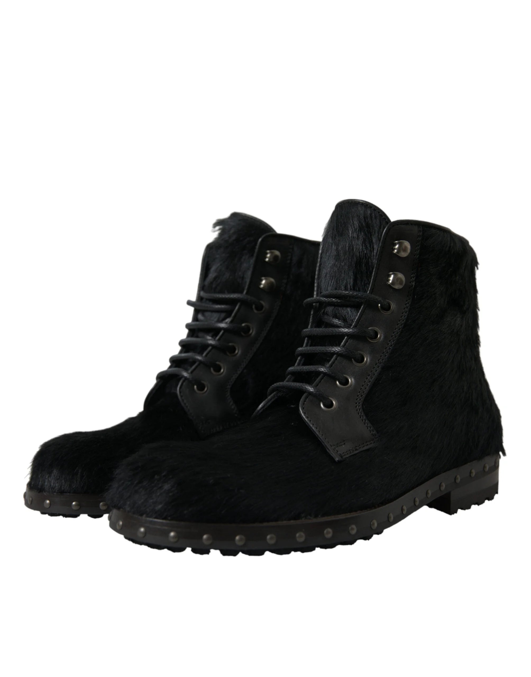 Dolce & Gabbana Black Pony Style Leather Mid Calf Boots Shoes - EU40/US7