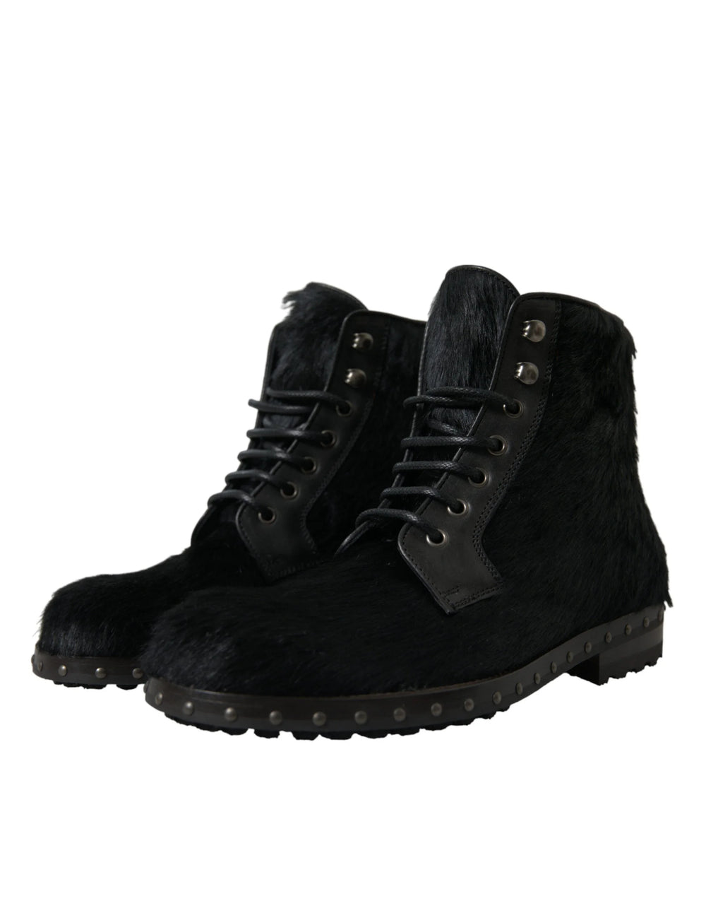 Dolce & Gabbana Black Pony Style Leather Mid Calf Boots Shoes - EU40/US7