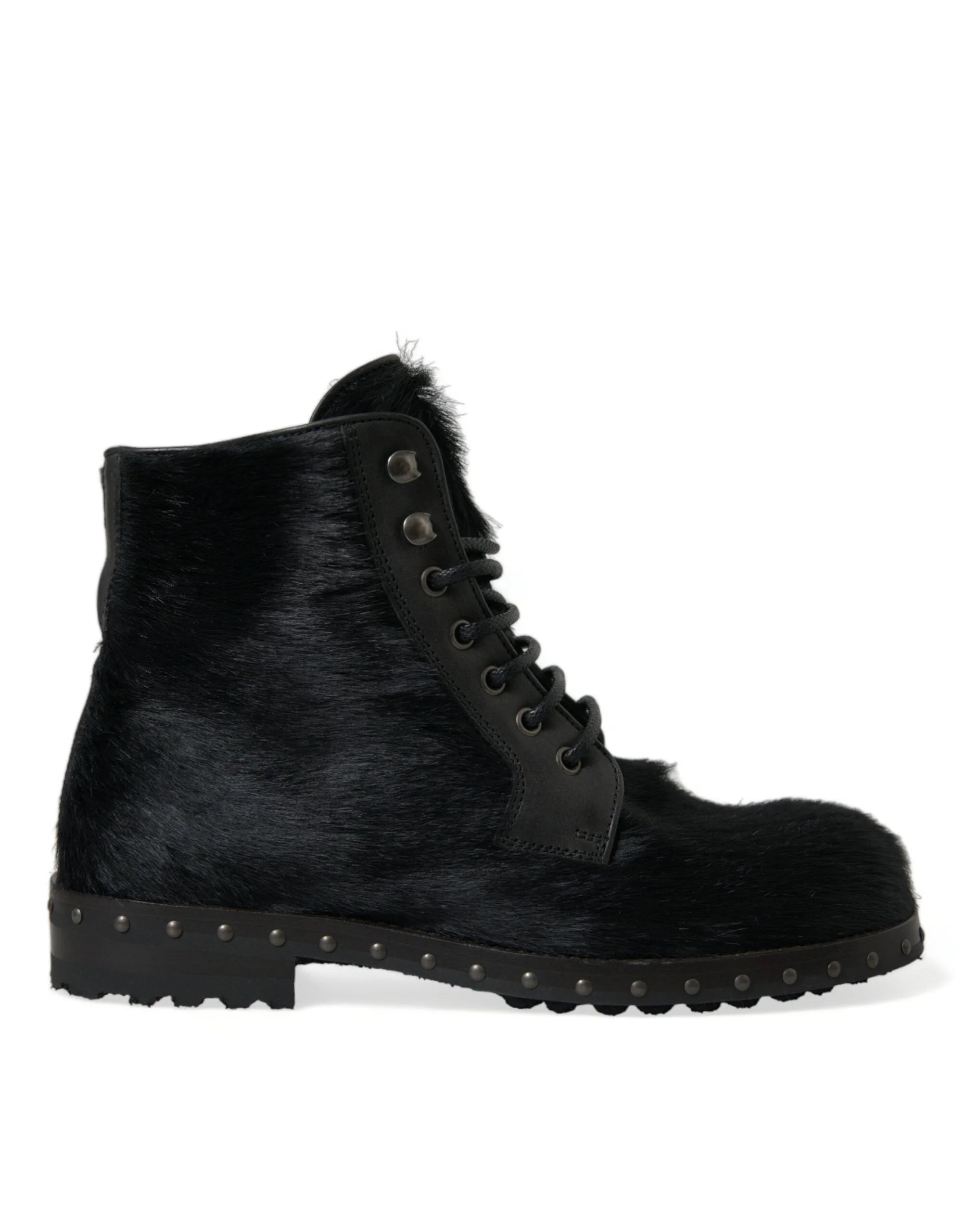 Dolce & Gabbana Black Pony Style Leather Mid Calf Boots Shoes - EU40/US7