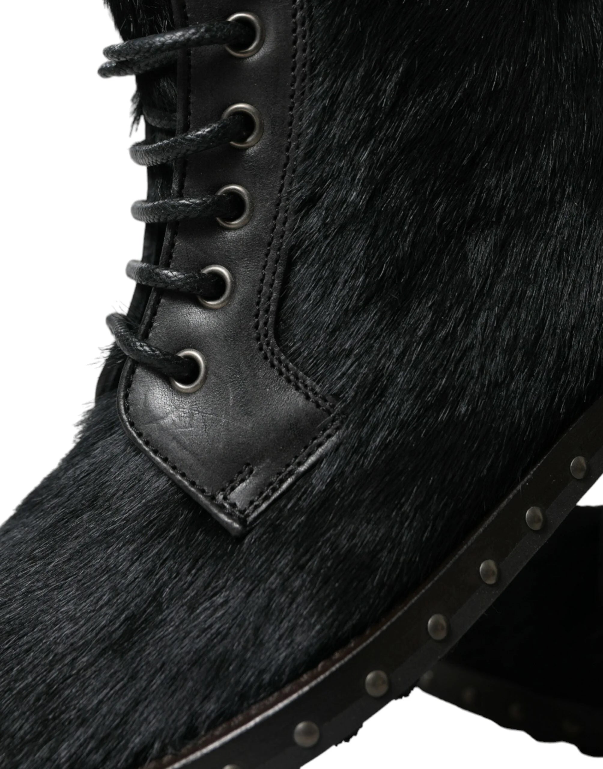 Dolce & Gabbana Black Pony Style Leather Mid Calf Boots Shoes - EU40/US7