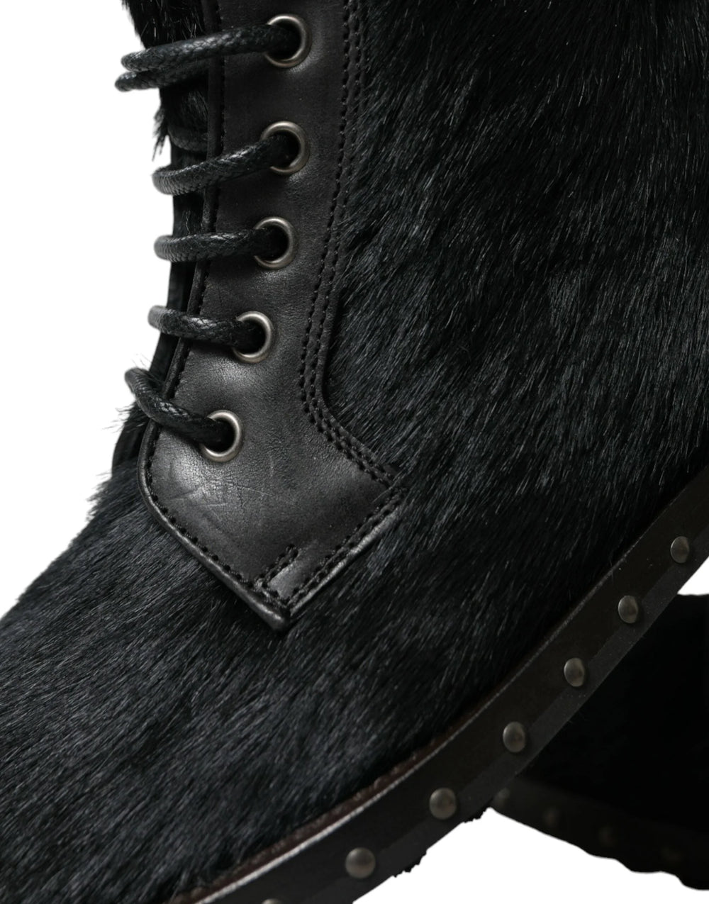 Dolce & Gabbana Black Pony Style Leather Mid Calf Boots Shoes - EU40/US7