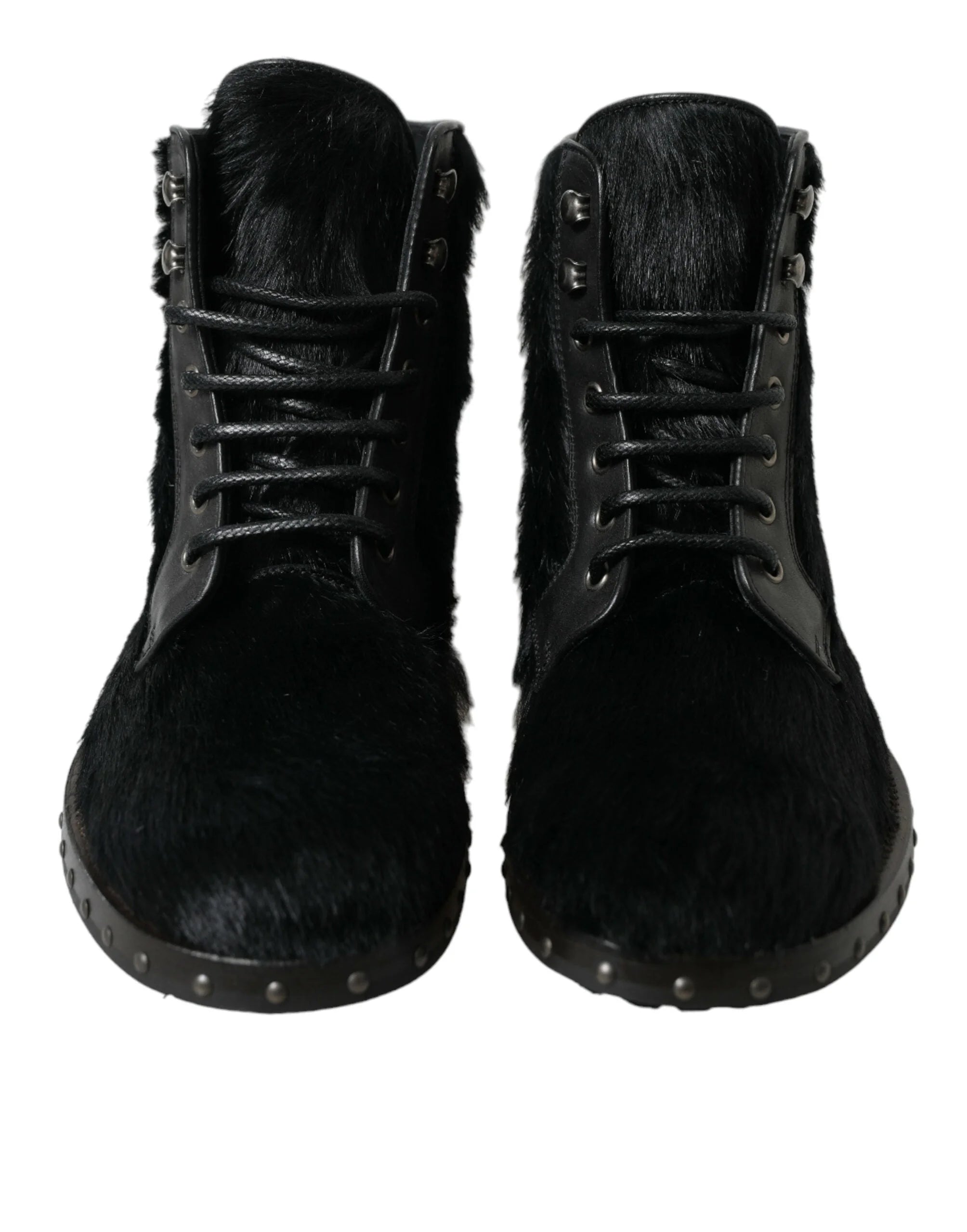 Dolce & Gabbana Black Pony Style Leather Mid Calf Boots Shoes - EU40/US7