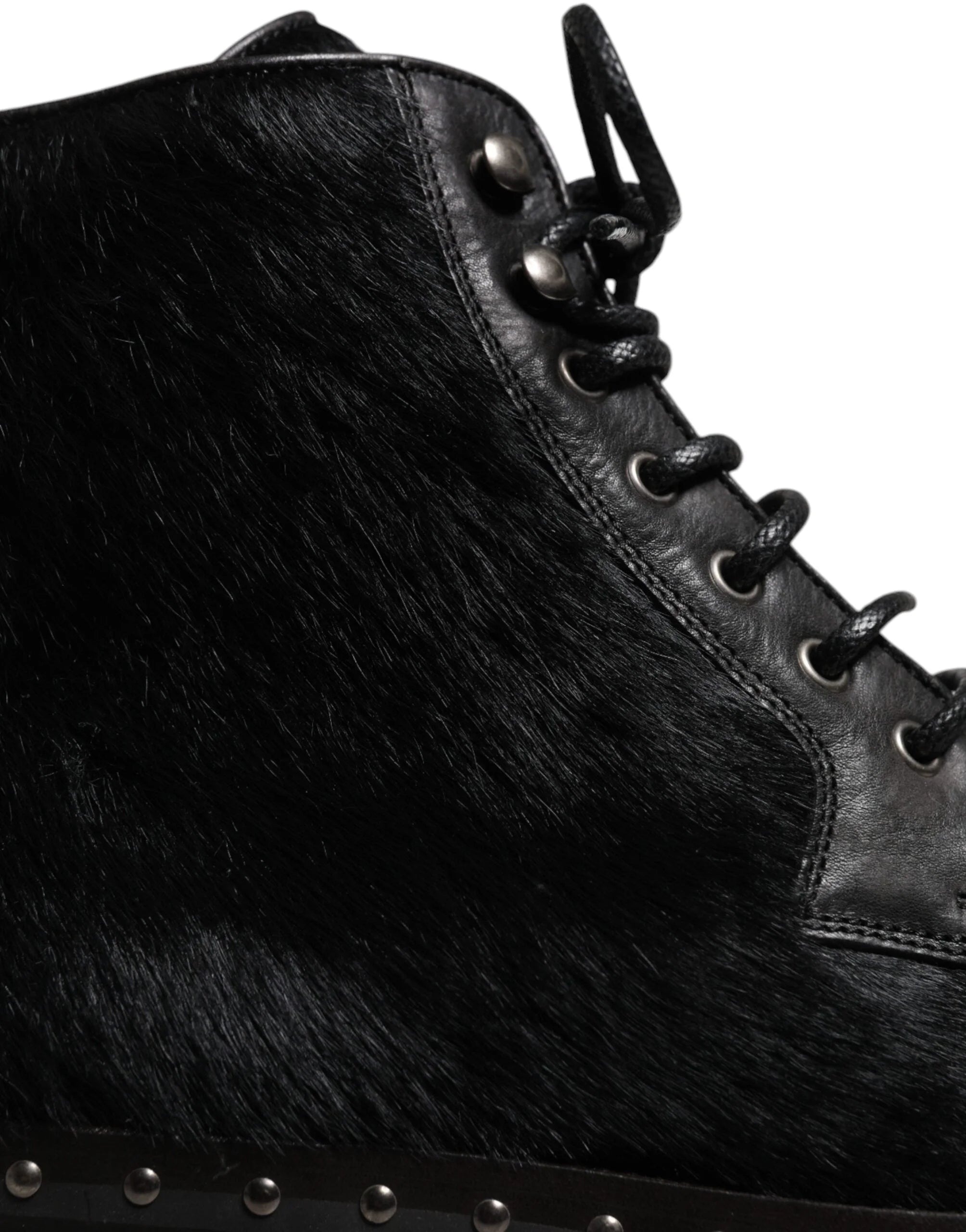 Dolce & Gabbana Black Pony Style Leather Mid Calf Boots Shoes - EU42/US9