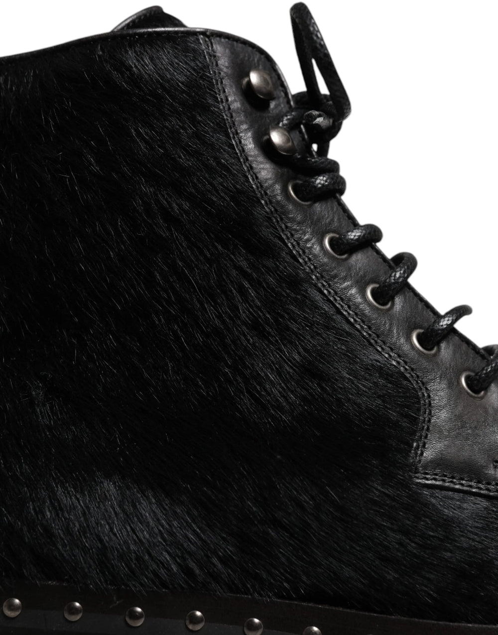 Dolce & Gabbana Black Pony Style Leather Mid Calf Boots Shoes - EU42/US9