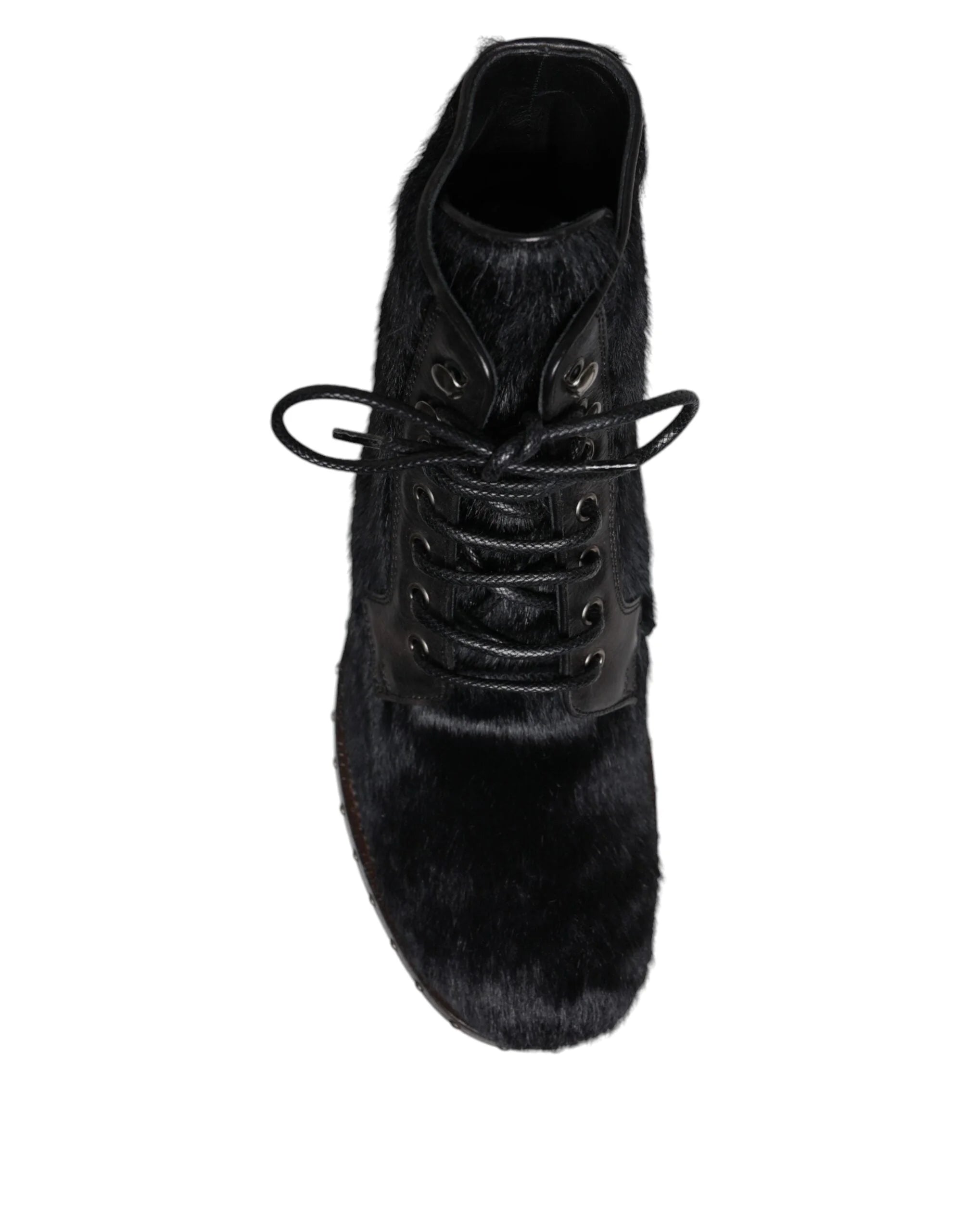 Dolce & Gabbana Black Pony Style Leather Mid Calf Boots Shoes - EU42/US9